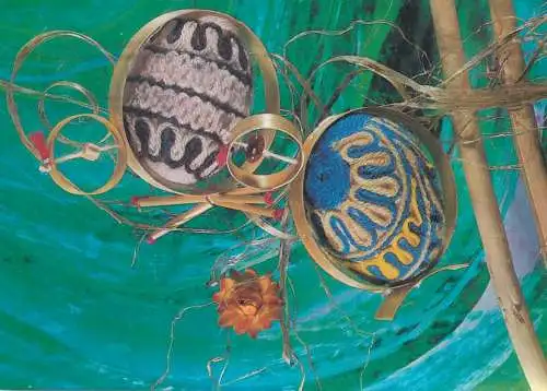 Postcard Czech Republic Easter eggs scene