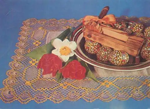 Postcard Czech Republic Easter eggs scene