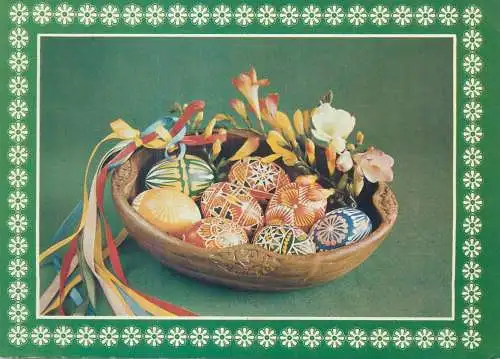 Postcard Czech Republic Easter eggs scene