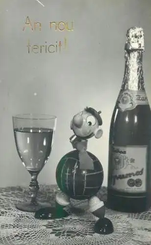 Postcard photo New Year Romania champagne