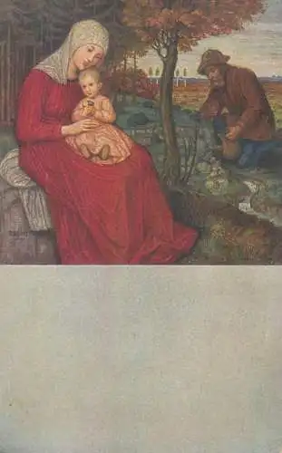 Postcard paintings religious scene Christianity the flight into Egypt