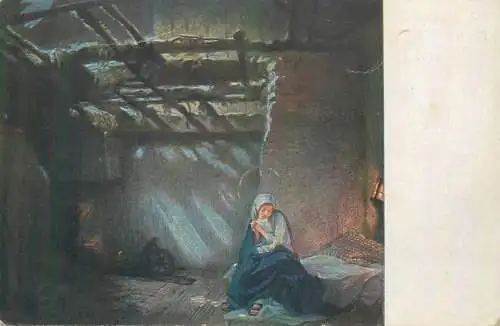 Postcard paintings religious scene Christmas nativity