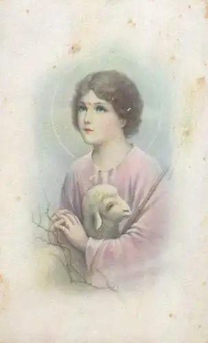 Postcard religion Christianity saint and sheep
