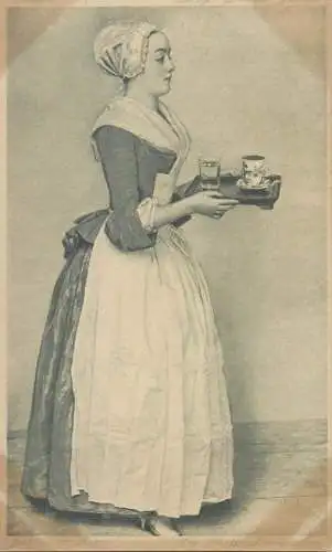 Postcard greetings card Germany chamber maide costume