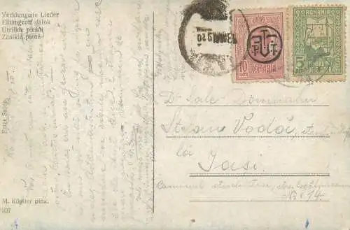 Romania corespondenta Radauti - Iasi 1925 Kunstler-AK M. Kostler - Verklungene Lieder