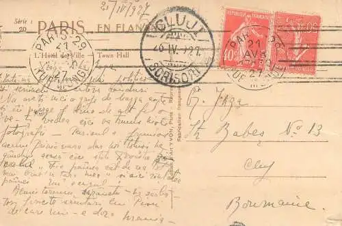 Romania correspondance Prof. Gh. Iuga Paris - Cluj 1927