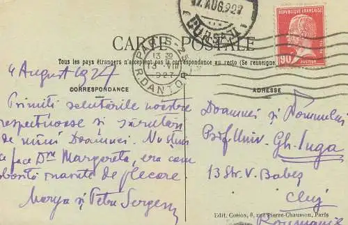 Romania correspondance Iuga family genealogy Paris - Cluj 1927 eglise St-Etienne du Mont et Lycee Henri IV