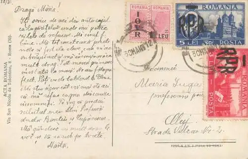 Romania correspondance Maria Iuga Acta Romana Roma - Cluj 1948