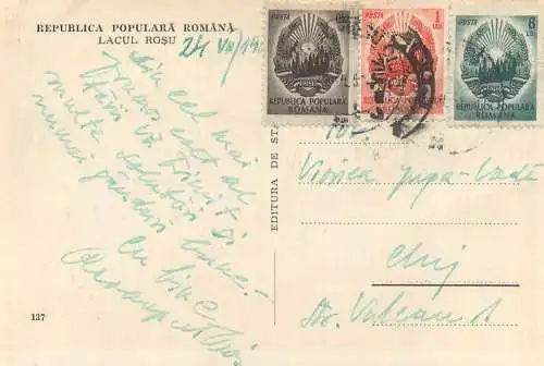 Romania correspondance Viorica Iuga Voda Cluj Lacul Rosu