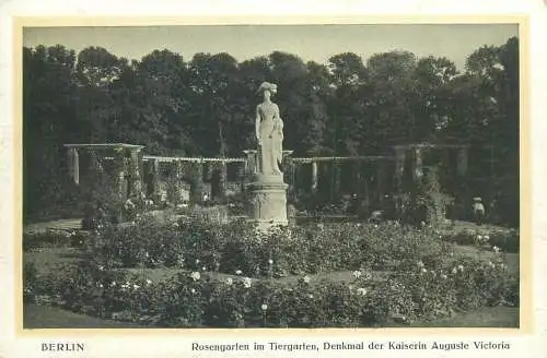 Postcard Germany Berlin Rosengarten im Tiengarten Denkmal der Kaiserin Auguste Victoria