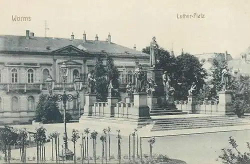 Postcard Germany Worms Luther platz