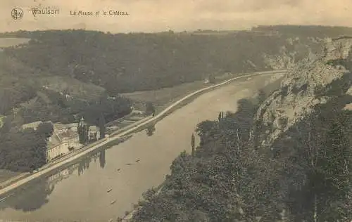 Belgium Waulsort - La Meuse & le Chateau vue aerienne