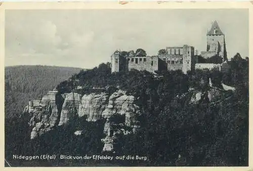 Germany Nideggen Eifel Blick von der Effelsley auf die Burg