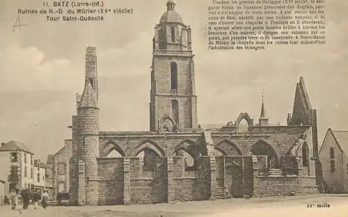 Postcard France Batz Loire Inf. ruines de N D du Murier Tour Saint Guenole