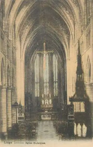 Postcard Belgium Liege interieur Eglise St-Jacques