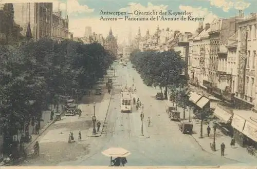 Postcard Belgium Antwerp Anvers panorama de l'Avenue de keyser tram