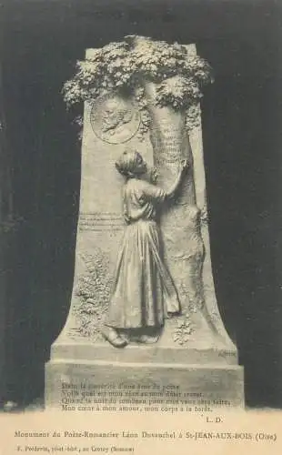 Postcard France Oise St-Jean-aux-Bois monument du POete Romancier Leon Duvauchel