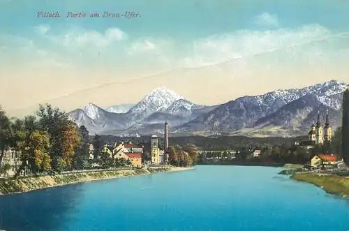 Postcard Austria Villach partie am Drau-Ufer
