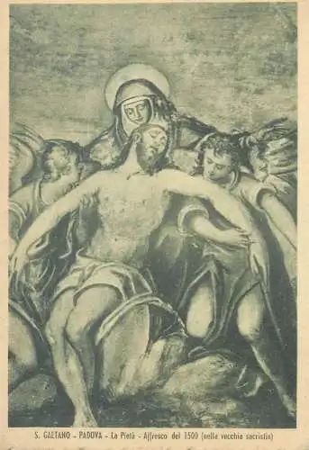 Postcard Italy Padova S. Gaetano la Pieta affresco del 1500