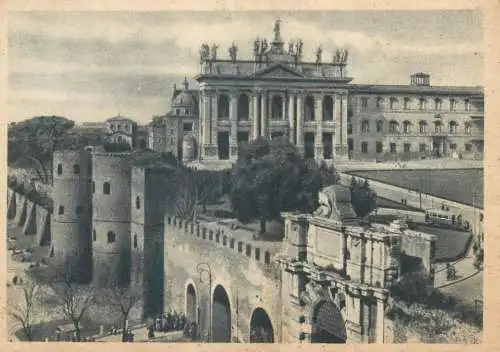 Postcard Italy Rome gate and basilica of St. John 1950