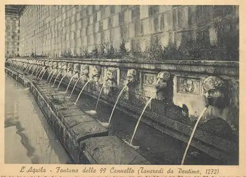 Postcard Italy l'Aquila fontana delle 99 cannelle Tancredi da Pentima 1272