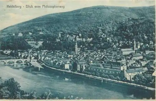 Postcard Germany Heidelberg blick vom Philosophenweg