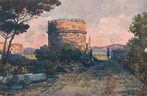 Postcard Italy Rome Via Appia tomba di Cecilia Metella 1913