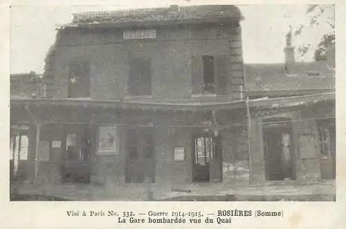 Postcard France Somme > Rosieres en Santerre la gare bombardee vue du quai