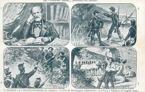 Cartolina postale italiana Lanciano - R. Carabba - Editore 1900 La "Giovine Italia" (pensiero ed azione)