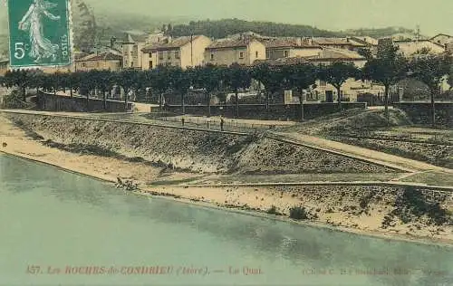 Postcard France Les Roches de Condrieu Isere le quai