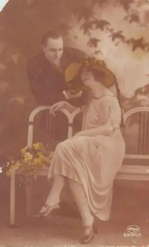 Elegant gentleman courting charming lady fancy illustration
