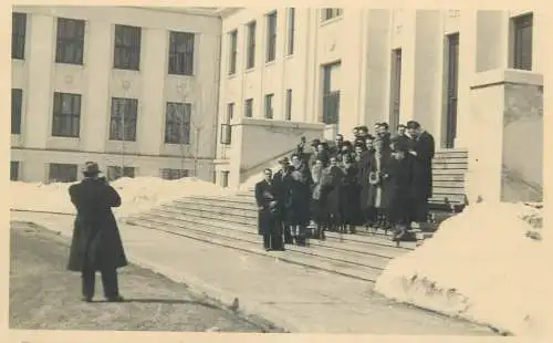Elegant men & women people social history group photo man with camera
