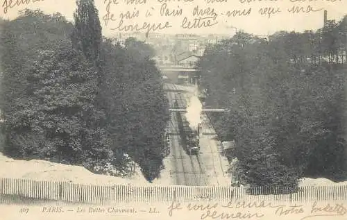 Postcard France Paris les Butters Chaumont train