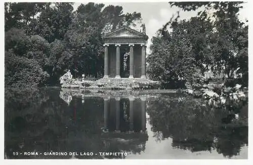 Italia Roma (Rome) cartolina postale vera fotografia E. Verdesi 1930`s Giardino del Lago Tempietto
