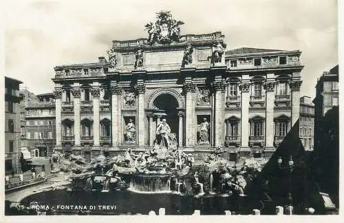 Italia Roma (Rome) cartolina postale vera fotografia E. Verdesi 1930`s Fontana di Trevi