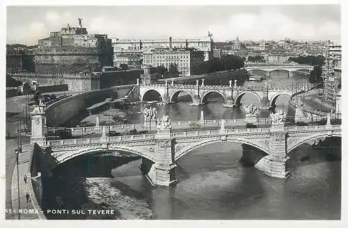 Italia Roma (Rome) cartolina postale vera fotografia E. Verdesi 1930`s ponti sul  Tevere