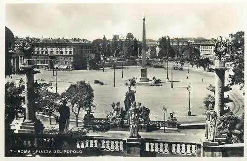 Italia Roma (Rome) cartolina postale vera fotografia E. Verdesi 1930`s Piazza del Popolo