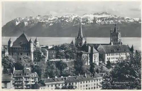 Postcard Switzerland Lausanne les Alpes