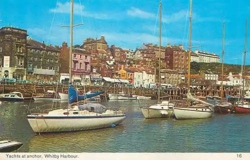 Postcard United Kingdom England Whitby Harbour Yachts at anchor