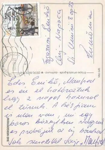 Postcard Germany Bad Mergentheim