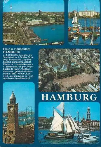 Postcard Germany Hamburg clocktower