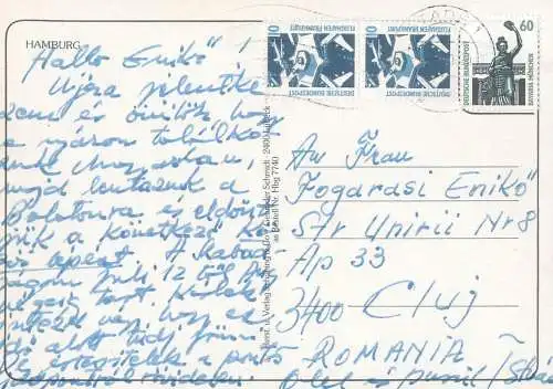 Postcard Germany Hamburg clocktower