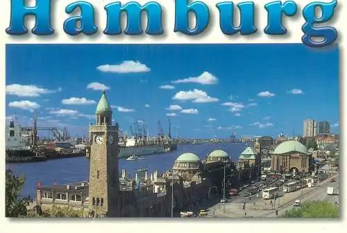 Postcard Germany > Hamburg Landungsbrucke an der Elbe clocktower