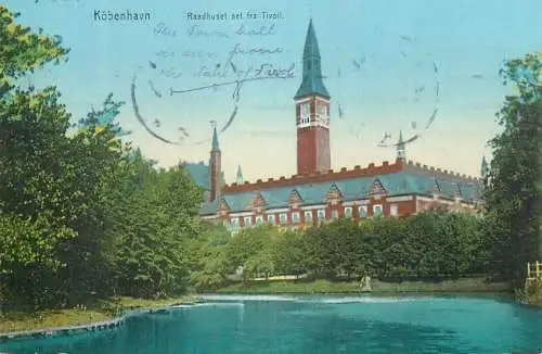 Denmark Copenhagen Town Hall from Tivoli
