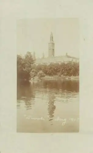 Denmark Copenhagen Tivoli lake and castle view 1917 photo
