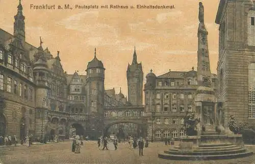 Germany Frankfurt am Main Paulsplatz mit  Rathaus mit Einheitsdenkmal
