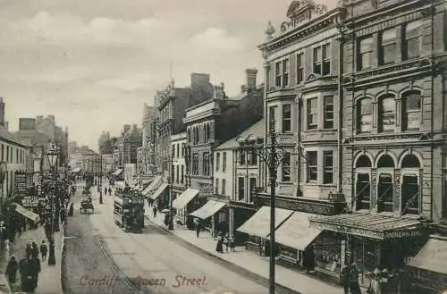 Wales Cardiff Queen Street double decker tram