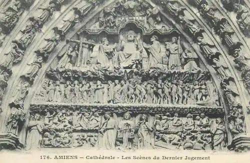 France Amiens La Cathedrale Scenes du Dernier Jugement detail