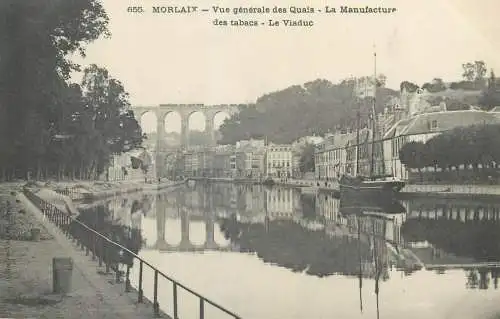 France Morlaix Vue generale des quais, La Manufacture des tabacs & Le Viaduc