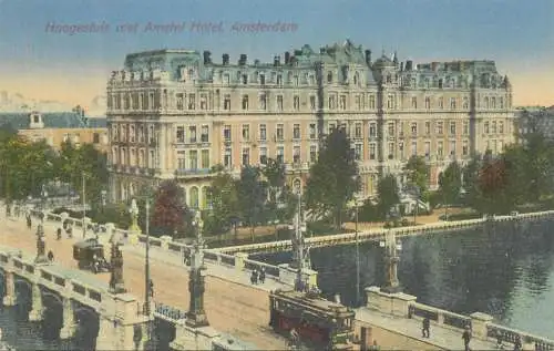 Netherlands Amsterdam Hoogesluis met Amstel Hotel tramway